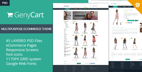GenyCart - Clean & Modern eCommerce PSD Template  Ecommerce Design Uikit