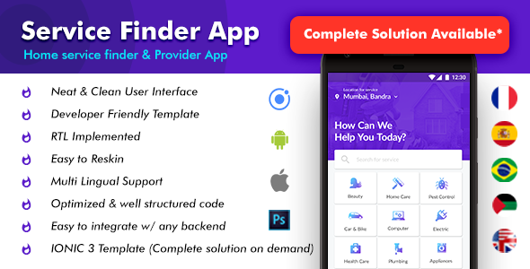 Home Service Finder Android App + Home Service Finder iOS App Template| Handyman (HTML+CSS IONIC 3) icon