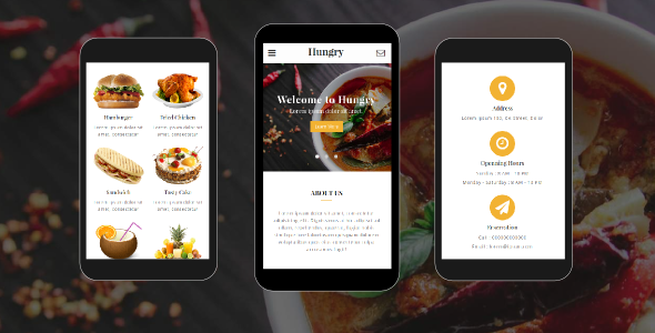 Hungry - Food and Restaurant Mobile Template  Travel Booking &amp; Rent Design Uikit