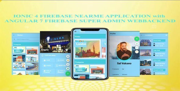 IONIC 4 FIREBASE NEARME Application with ANGULAR 7 Super Admin Webbackend icon