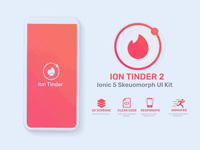 Ion Tinder 2 - Ionic 5 Skeuomorphic ui theme - 1