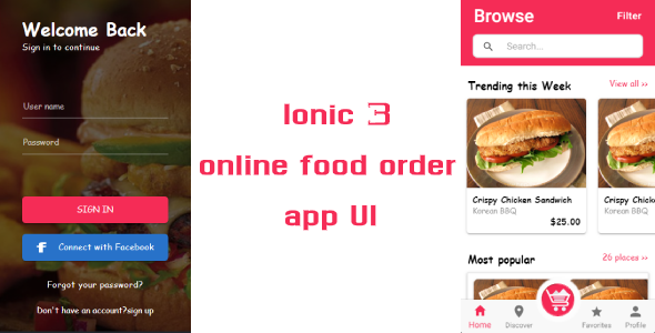 Ionic 3 online food order app template (Android - IOS) icon