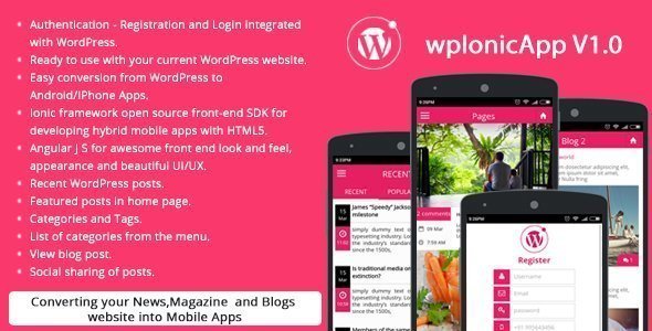 Ionic Wordpress RESTAPI (wpIonicApp V1.0) - News / Magazine / Blogs