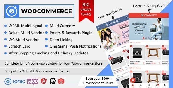 Ionic5 Woocommerce - Ionic5/Angular8 Universal Full Mobile App for iOS & Android / Wordpress Plugins