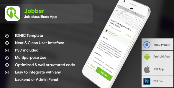 Job classifieds Android App + Job classifieds iOS App Template | Jobber (HTML+CSS) IONIC 3 icon