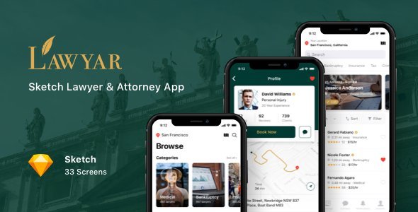 Lawyar - Sketch Lawyer & Attorney App   Design Uikit