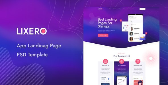 Lixero - App Landing Page PSD Template icon
