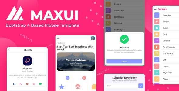 Maxui - Bootstrap 4 Based Mobile Template   Design Uikit