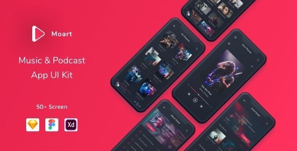 Moart - Music and Podcast App UI Kit  Music &amp; Video streaming Design Uikit