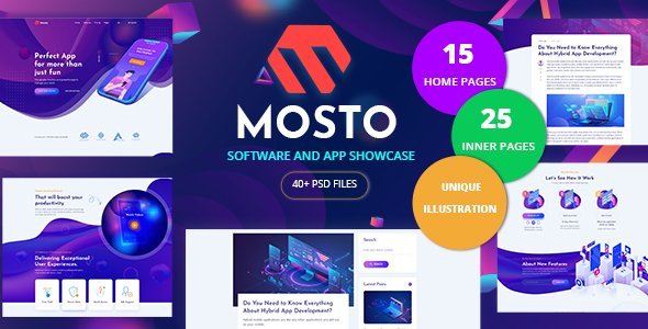 Mosto - Software and App Landing Pages PSD Template icon