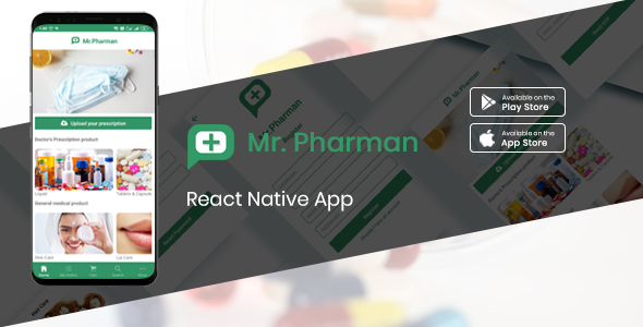 Mr.Pharman - React native e-medical shop complete solution React native Ecommerce Mobile App template