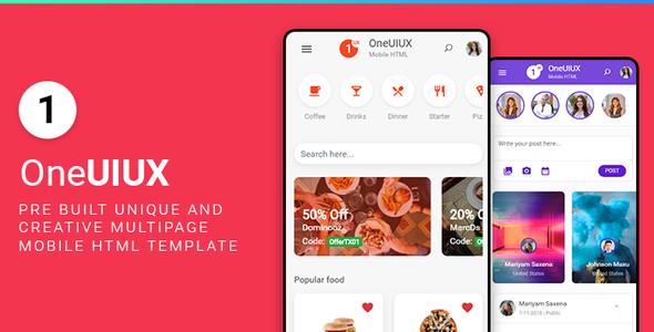 Codemarket | Oneuiux Creative Multipurpose Mobile App UI UX HTML Template
