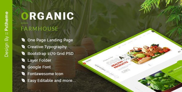 Organic Farmhouse One Page PSD Template   Design 