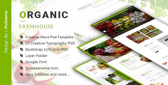 Organic Store PSD Template  Ecommerce Design 