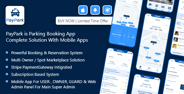 PayPark - Ultimate Parking Management System with mobile apps and admin panel