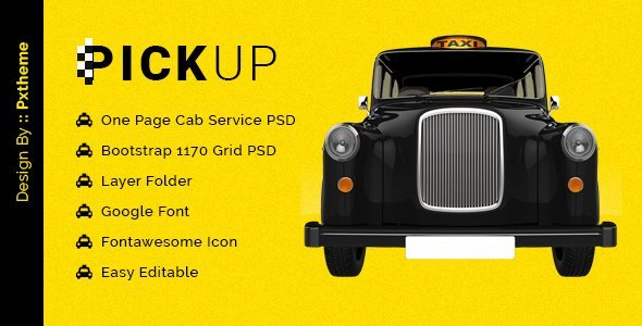 Pickup Cab Service PSD Template  Travel Booking &amp; Rent Design 