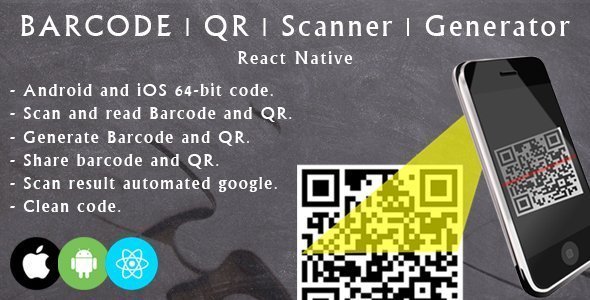 React native barcode and QR scanner and generator React native  Mobile App template