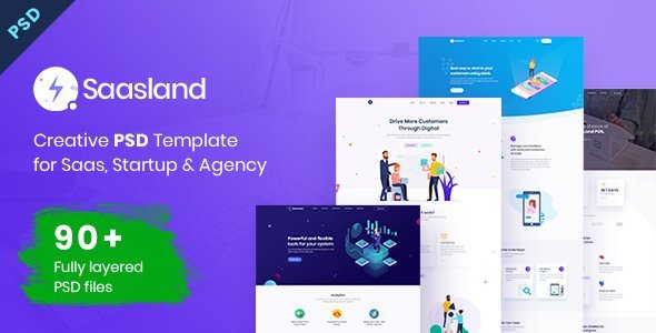 Saasland | MultiPurpose PSD Template for Startup & Agency  Multipurpose Design Uikit