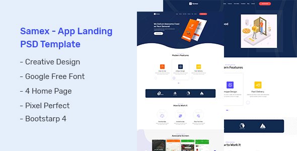 Samex - App Landing PSD Template  Ecommerce Design App template