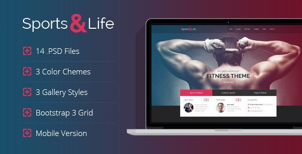 Sports&Life - Gym & Fitness PSD Template  Sport &amp; Fitness Design Uikit