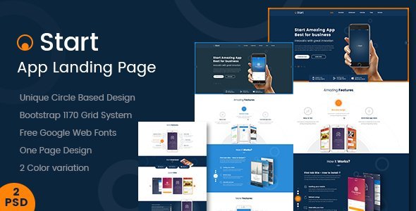 Start - App Landing Page PSD Template icon