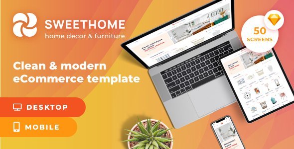 SweetHome – eCommerce Sketch Template  Ecommerce Design 