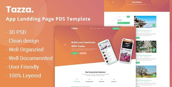 Tazza - App Landing Page PSD Template icon