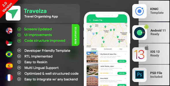 Travel Organiser Android App Template + Travel iOS App Template | Travel App| Travelza| IONIC 3 icon