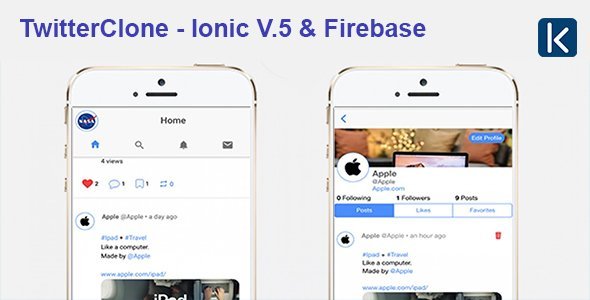 TwitterClone - Ionic V.5 & Firebase Ionic Developer Tools Mobile Boilerplate