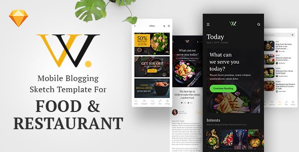 W - Mobile and App Blogging Templates for Food and Restaurants  Food &amp; Goods Delivery Design 