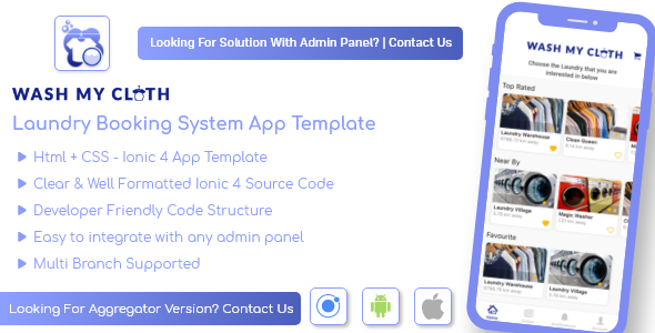 Wash My Cloth Laundry Android App Ios App Templete Html Css Js Ionic 4 Ionic  Mobile App template