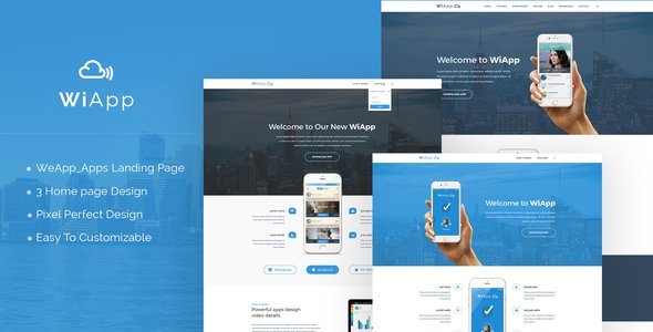 WiApp-Apps Landing Page Template   Design App template