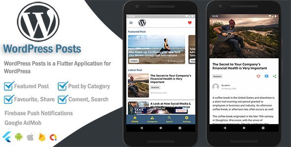 WordPress Mobile - Flutter Flutter News &amp; Blogging Mobile App template
