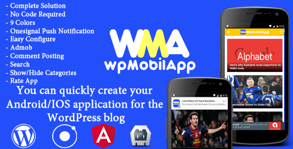 WpMobilApp - Full Application Android & iOS Mobile for Wordpress Website