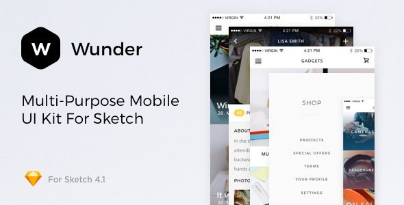Wunder - Multi-Purpose Mobile UI Kit For Sketch