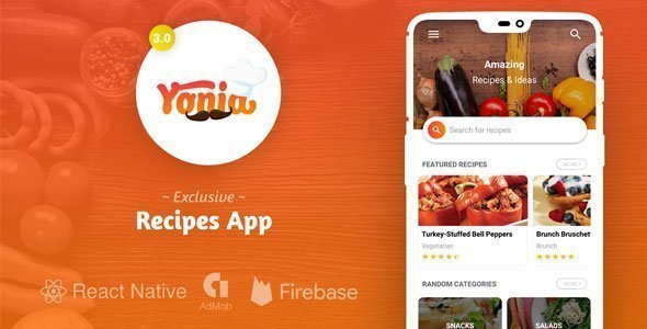 Yonia - Complete React Native Recipes App + Admin Panel icon