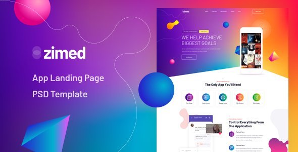 Zimed - App Landing Page PSD Template icon