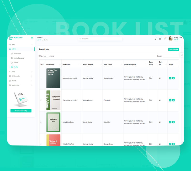 Booksto - Minimal Ebook Admin & Shop Template - 11