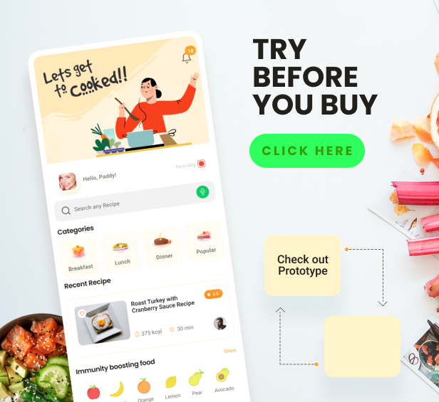 Foodish | Food Recipes Mobile App Figma Template - 1
