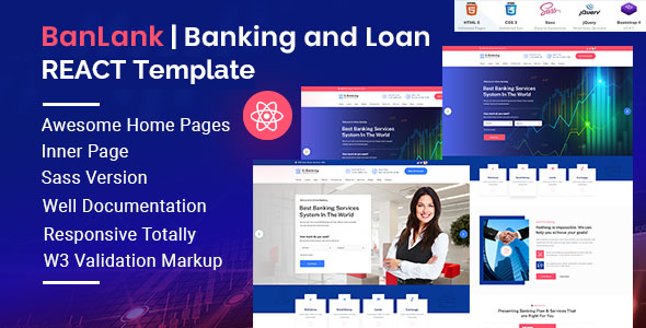 BanLank - Banking and Loan React Template  Finance &amp; Banking Design 