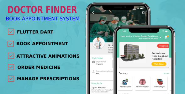Doctors Finder App | Doctor Appointment Booking App | 4 Apps | Android + iOS | Flutter UI/UX icon
