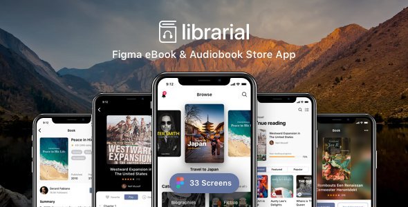 Librarial - Figma eBook & Audiobook Store App  Ecommerce Design Uikit