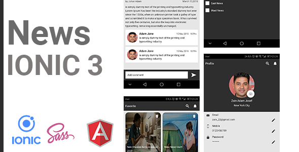 News Time template ionic Ionic News &amp; Blogging Mobile App template