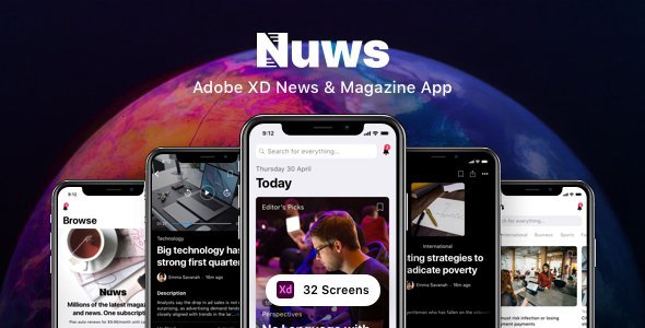 Nuws - Adobe XD News & Magazine App icon