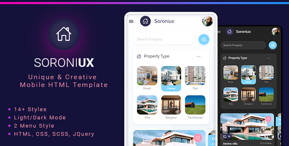 Soroniux Mobile HTML template with Bootstrap Framework
