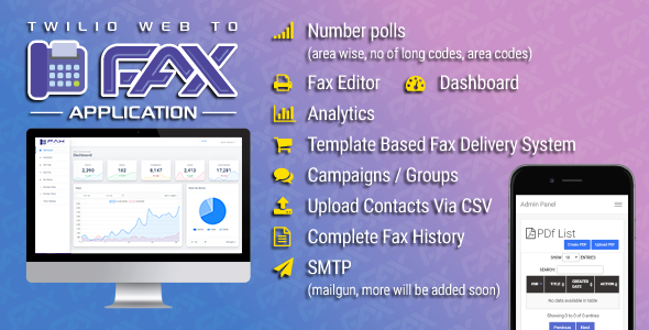 Twilio WEB To Fax Machine System Application PHP Script icon