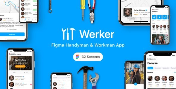 Werker - Figma Handyman & Workman App   Design Uikit