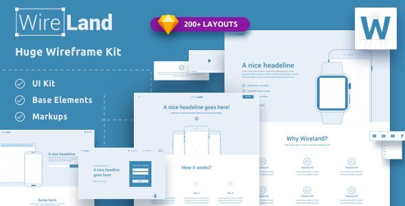 Wireland - Wireframe Library for Web Design Projects - Sketch Template   Design Uikit