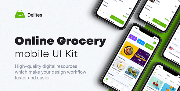 Delites - Online Grocery & Recipes UI Kit for Figma