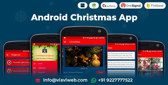 Android Christmas App (Xmas Wallpapers, Ringtones, Messages, Quiz) Android Chat &amp; Messaging Mobile App template